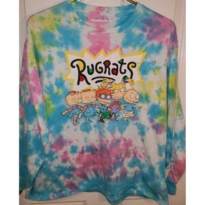 Offical Nickelodeon Rugrats T-shirt Youth Size XL Multi Color TieDye Long Sleeve